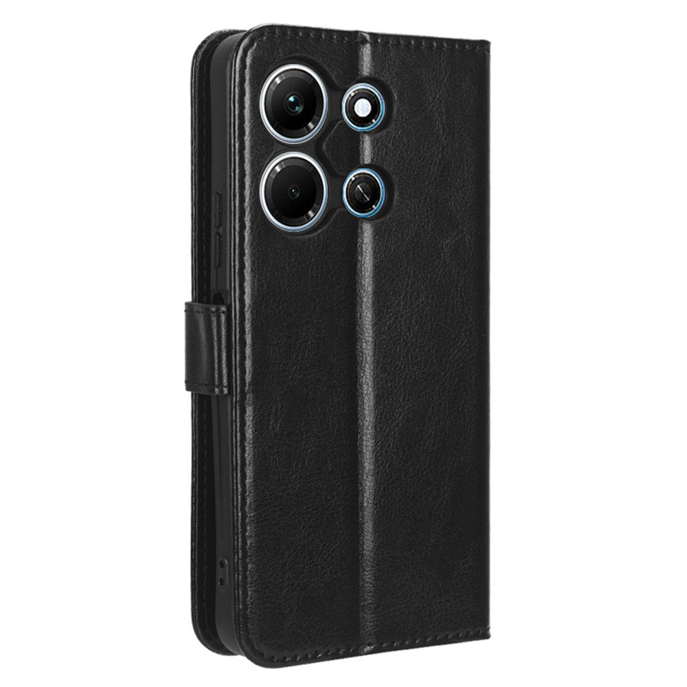 For Infinix Note 30i 4G Anti-Dust Phone Cover Wallet Crazy Horse Texture Stand PU Leather Flip Case Shell