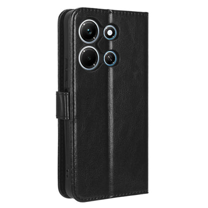 For Infinix Note 30i 4G Anti-Dust Phone Cover Wallet Crazy Horse Texture Stand PU Leather Flip Case Shell
