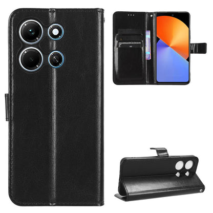 For Infinix Note 30i 4G Anti-Dust Phone Cover Wallet Crazy Horse Texture Stand PU Leather Flip Case Shell