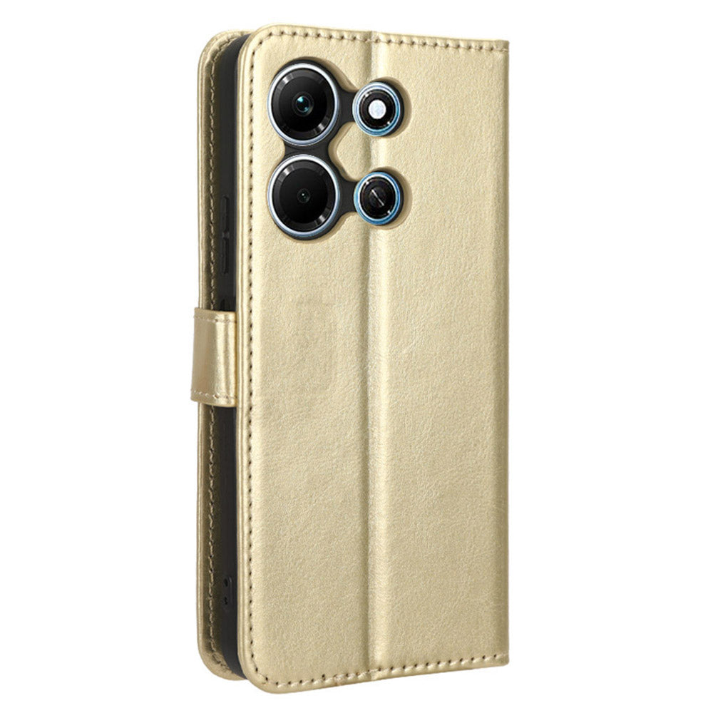 For Infinix Note 30i 4G Anti-Dust Phone Cover Wallet Crazy Horse Texture Stand PU Leather Flip Case Shell