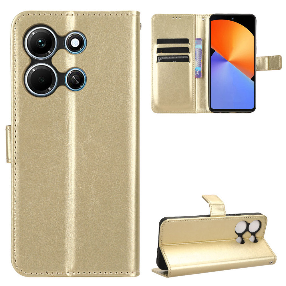 For Infinix Note 30i 4G Anti-Dust Phone Cover Wallet Crazy Horse Texture Stand PU Leather Flip Case Shell