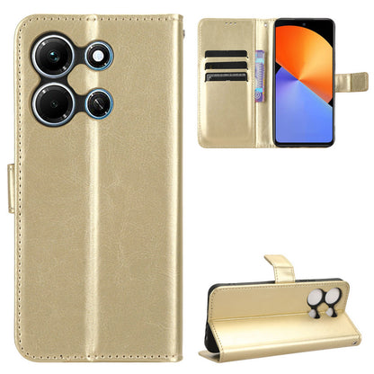 For Infinix Note 30i 4G Anti-Dust Phone Cover Wallet Crazy Horse Texture Stand PU Leather Flip Case Shell
