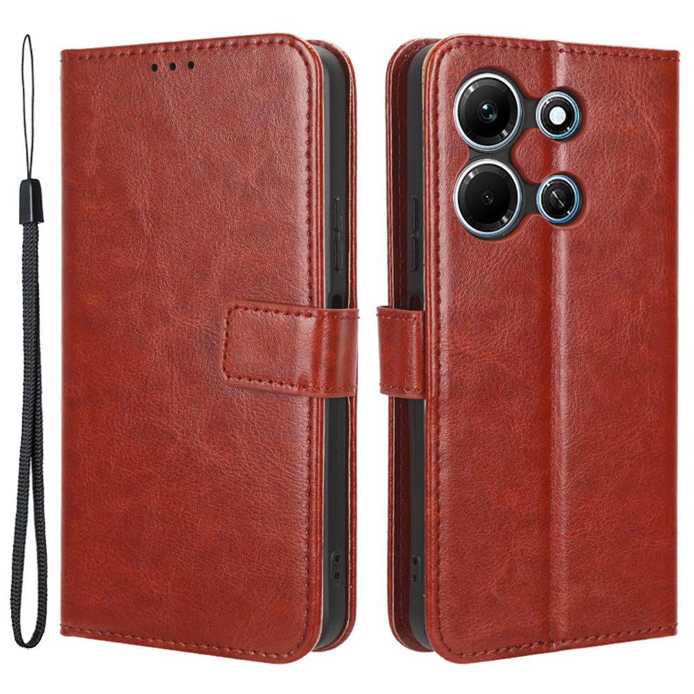 For Infinix Note 30i 4G Anti-Dust Phone Cover Wallet Crazy Horse Texture Stand PU Leather Flip Case Shell