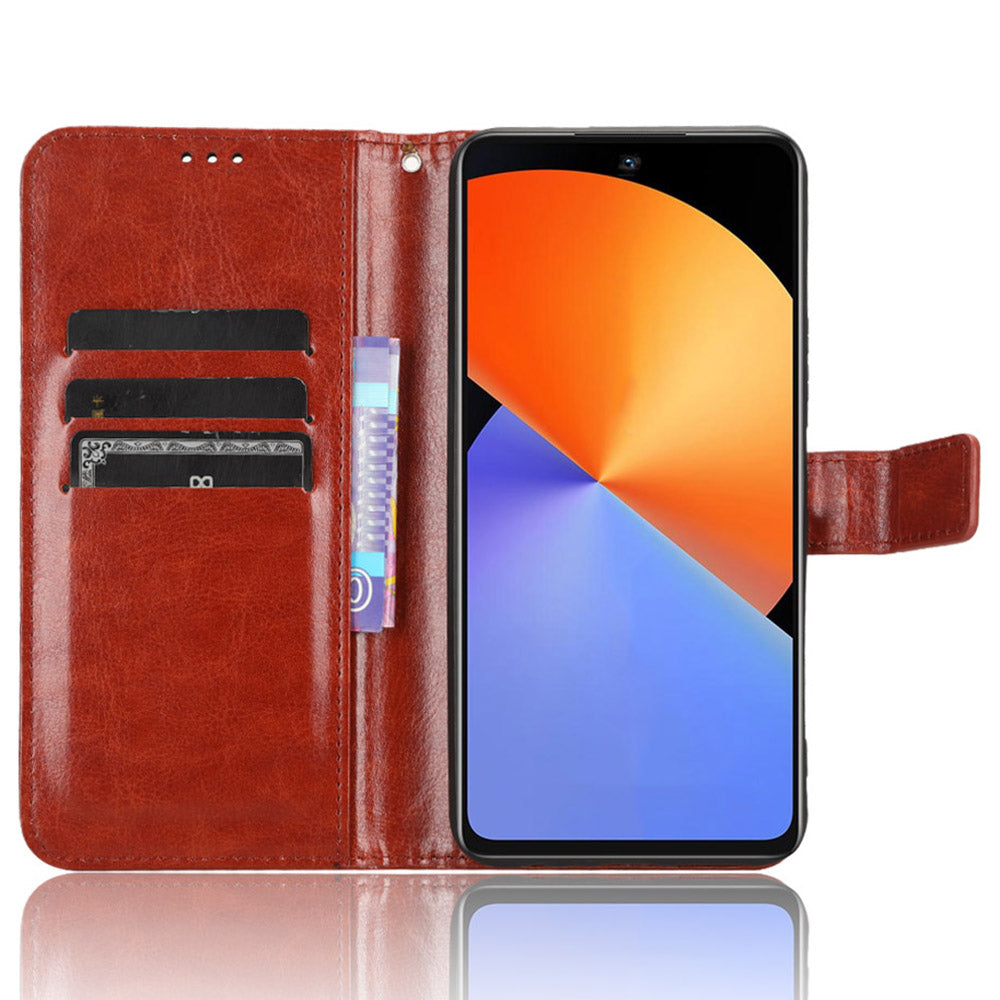 For Infinix Note 30i 4G Anti-Dust Phone Cover Wallet Crazy Horse Texture Stand PU Leather Flip Case Shell