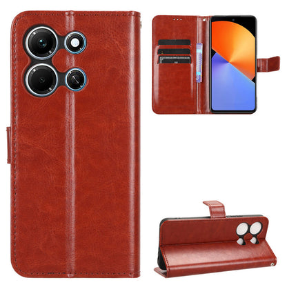 For Infinix Note 30i 4G Anti-Dust Phone Cover Wallet Crazy Horse Texture Stand PU Leather Flip Case Shell