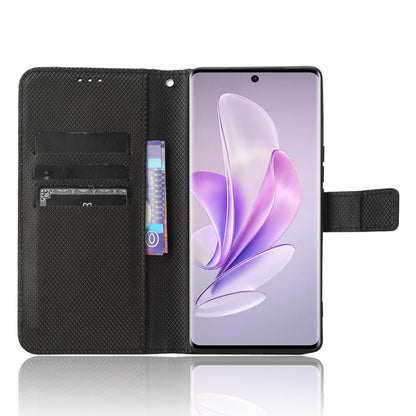 For vivo V29 5G / S17 5G / S17 Pro 5G / S17t 5G PU Leather Phone Case Stand Wallet Anti-Dust Phone Shell Diamond Texture Cover