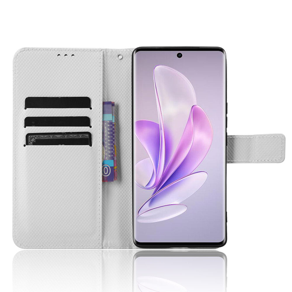 For vivo V29 5G / S17 5G / S17 Pro 5G / S17t 5G PU Leather Phone Case Stand Wallet Anti-Dust Phone Shell Diamond Texture Cover