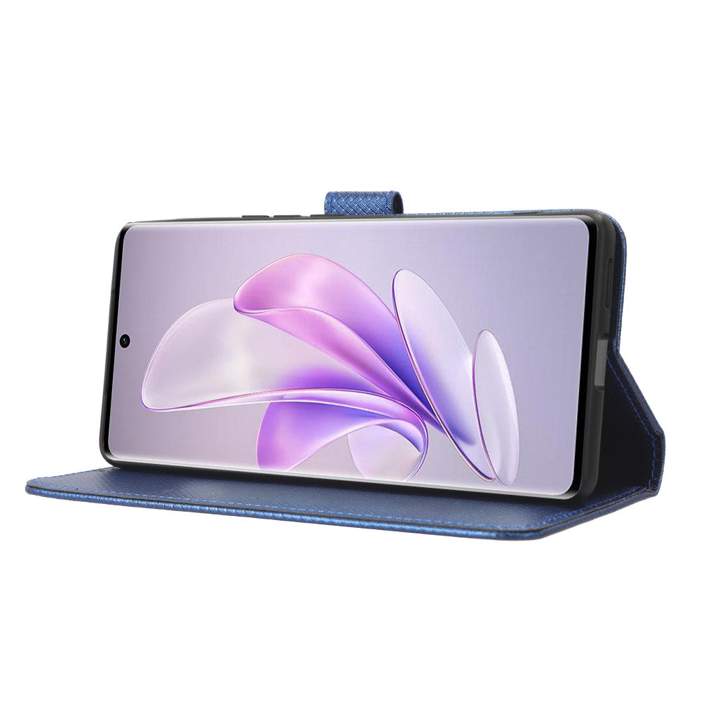 For vivo V29 5G / S17 5G / S17 Pro 5G / S17t 5G PU Leather Phone Case Stand Wallet Anti-Dust Phone Shell Diamond Texture Cover