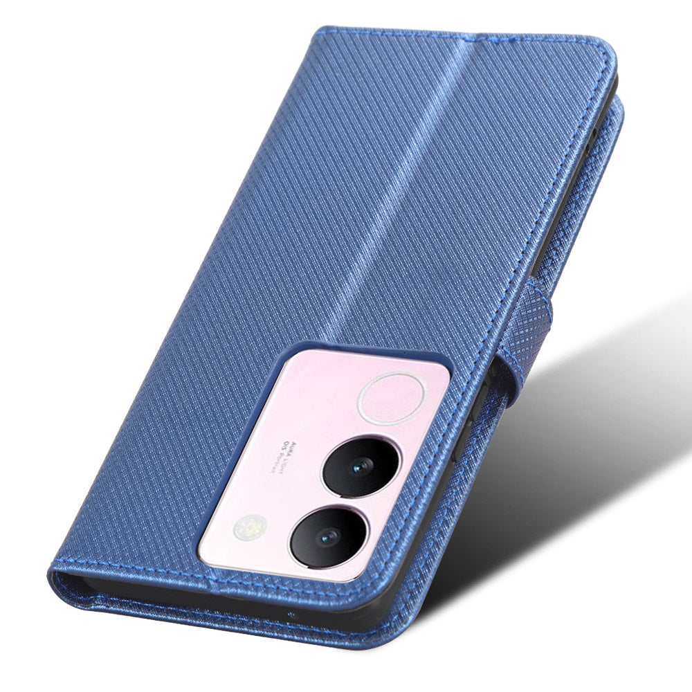 For vivo V29 5G / S17 5G / S17 Pro 5G / S17t 5G PU Leather Phone Case Stand Wallet Anti-Dust Phone Shell Diamond Texture Cover