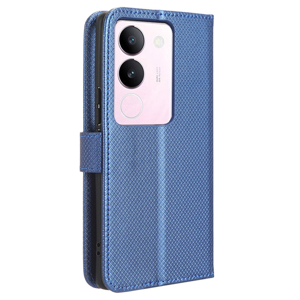For vivo V29 5G / S17 5G / S17 Pro 5G / S17t 5G PU Leather Phone Case Stand Wallet Anti-Dust Phone Shell Diamond Texture Cover