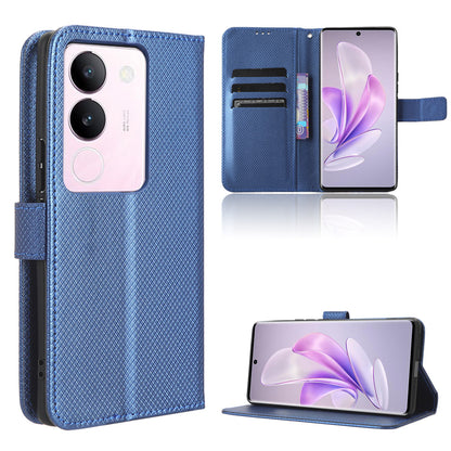 For vivo V29 5G / S17 5G / S17 Pro 5G / S17t 5G PU Leather Phone Case Stand Wallet Anti-Dust Phone Shell Diamond Texture Cover