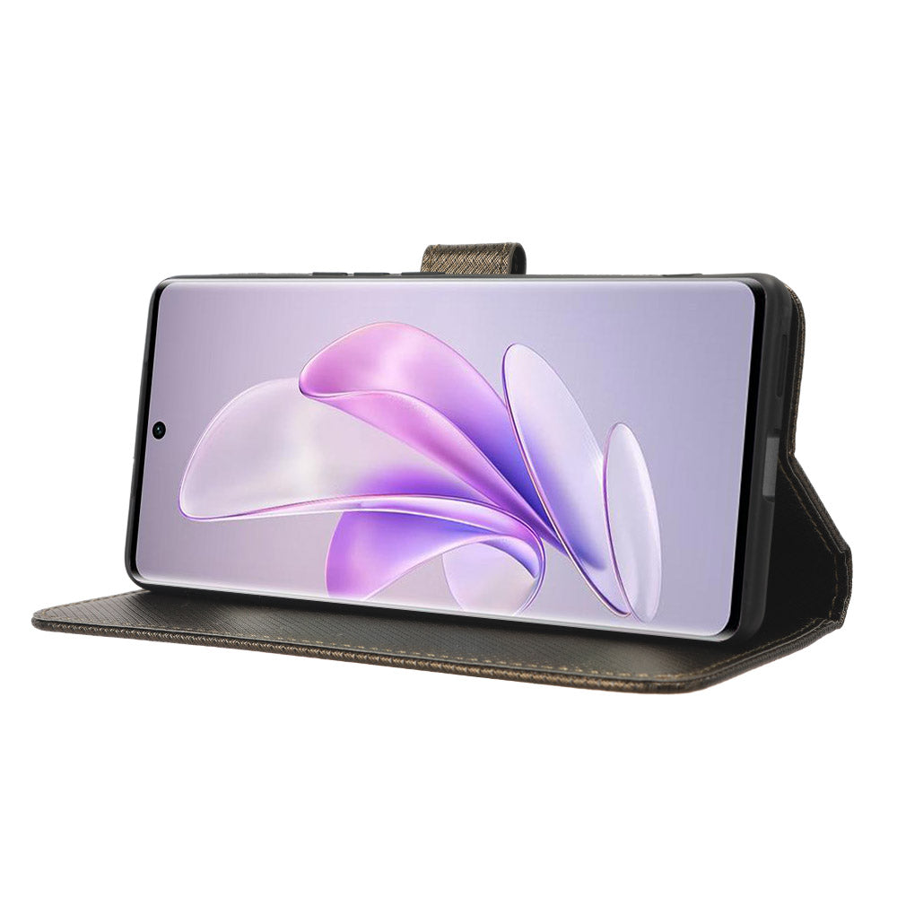 For vivo V29 5G / S17 5G / S17 Pro 5G / S17t 5G PU Leather Phone Case Stand Wallet Anti-Dust Phone Shell Diamond Texture Cover