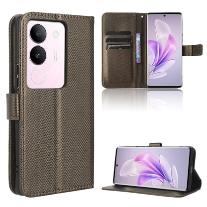 For vivo V29 5G / S17 5G / S17 Pro 5G / S17t 5G PU Leather Phone Case Stand Wallet Anti-Dust Phone Shell Diamond Texture Cover
