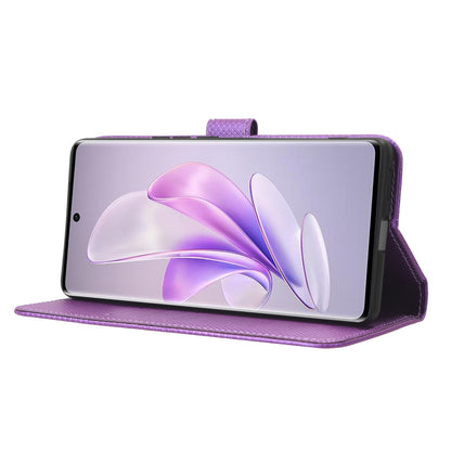 For vivo V29 5G / S17 5G / S17 Pro 5G / S17t 5G PU Leather Phone Case Stand Wallet Anti-Dust Phone Shell Diamond Texture Cover