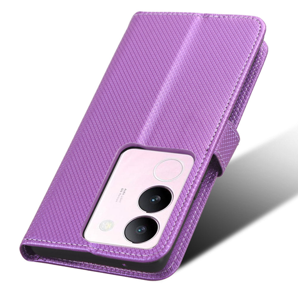 For vivo V29 5G / S17 5G / S17 Pro 5G / S17t 5G PU Leather Phone Case Stand Wallet Anti-Dust Phone Shell Diamond Texture Cover