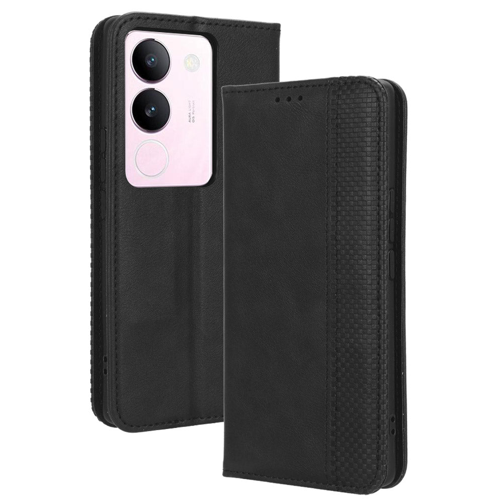 For vivo V29 5G / S17 5G / S17 Pro 5G / S17t 5G Retro Stand Anti-fall Mobile Phone Cover PU Leather Magnetic Case Wallet