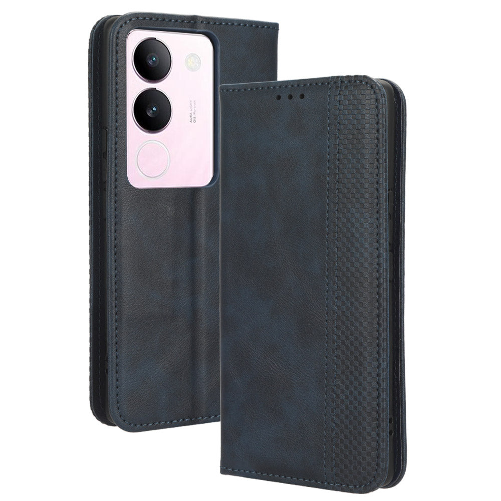 For vivo V29 5G / S17 5G / S17 Pro 5G / S17t 5G Retro Stand Anti-fall Mobile Phone Cover PU Leather Magnetic Case Wallet