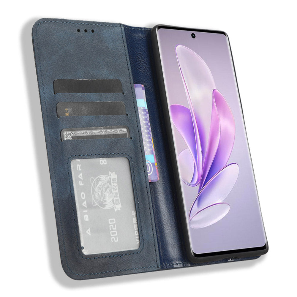 For vivo V29 5G / S17 5G / S17 Pro 5G / S17t 5G Retro Stand Anti-fall Mobile Phone Cover PU Leather Magnetic Case Wallet