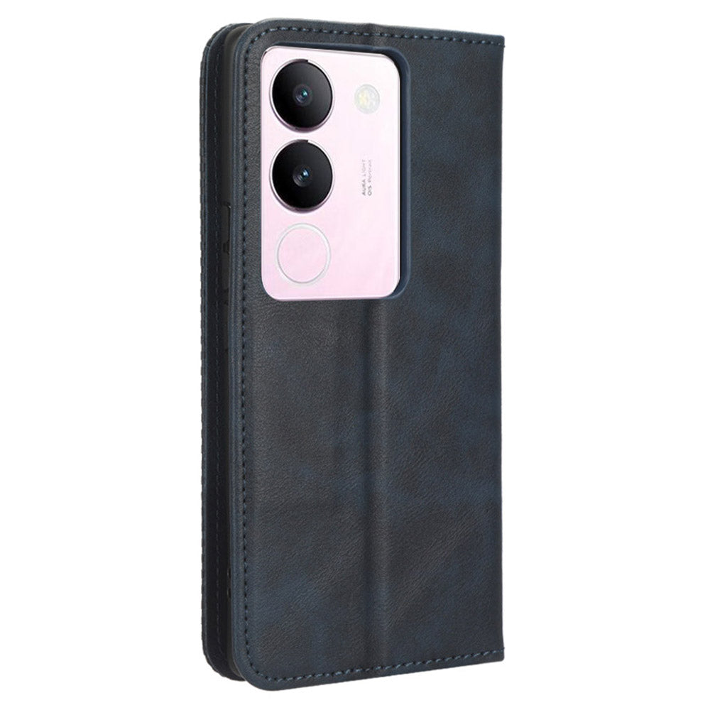 For vivo V29 5G / S17 5G / S17 Pro 5G / S17t 5G Retro Stand Anti-fall Mobile Phone Cover PU Leather Magnetic Case Wallet