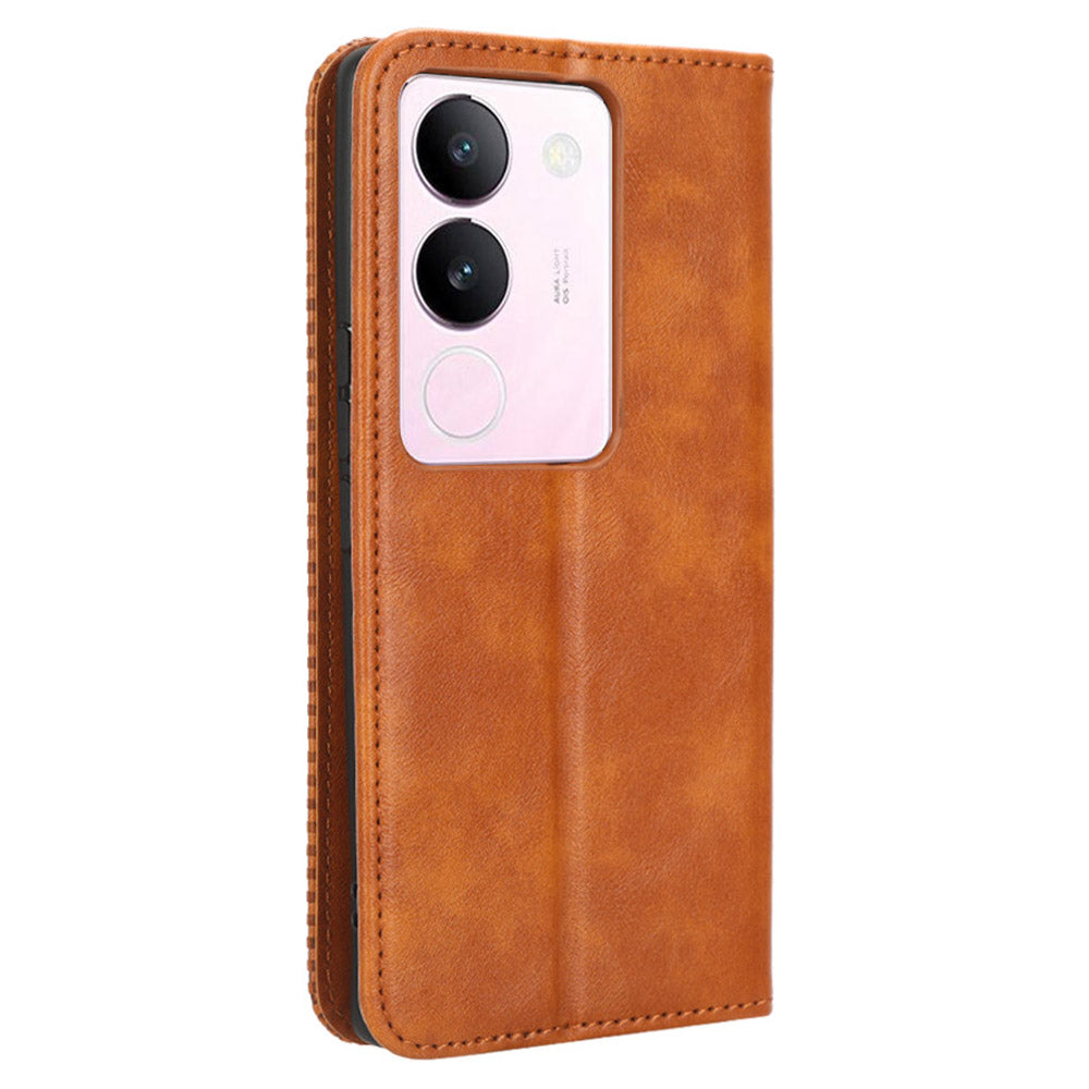 For vivo V29 5G / S17 5G / S17 Pro 5G / S17t 5G Retro Stand Anti-fall Mobile Phone Cover PU Leather Magnetic Case Wallet