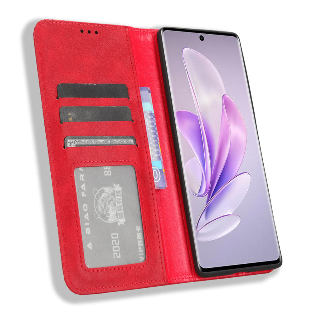 For vivo V29 5G / S17 5G / S17 Pro 5G / S17t 5G Retro Stand Anti-fall Mobile Phone Cover PU Leather Magnetic Case Wallet
