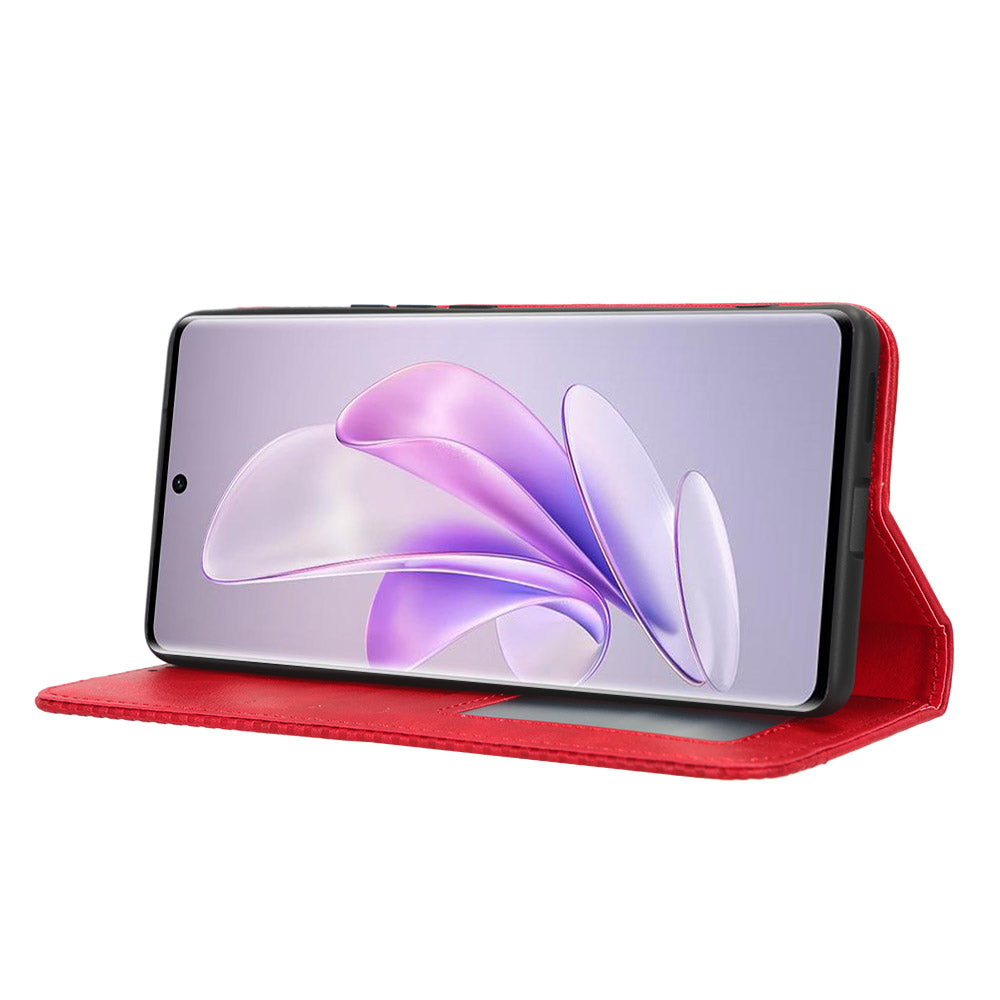 For vivo V29 5G / S17 5G / S17 Pro 5G / S17t 5G Retro Stand Anti-fall Mobile Phone Cover PU Leather Magnetic Case Wallet