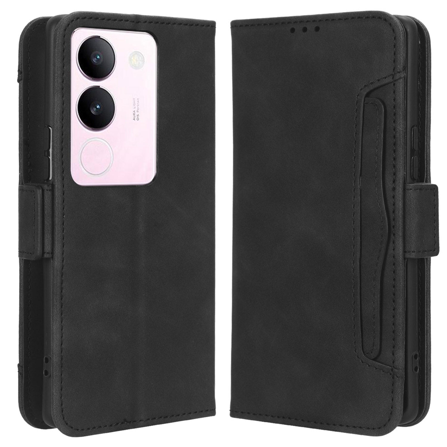 For vivo V29 5G / S17 5G / S17 Pro 5G / S17t 5G Multiple Card Slots PU Leather Phone Cover Foldable Stand Case Wallet Phone Shell