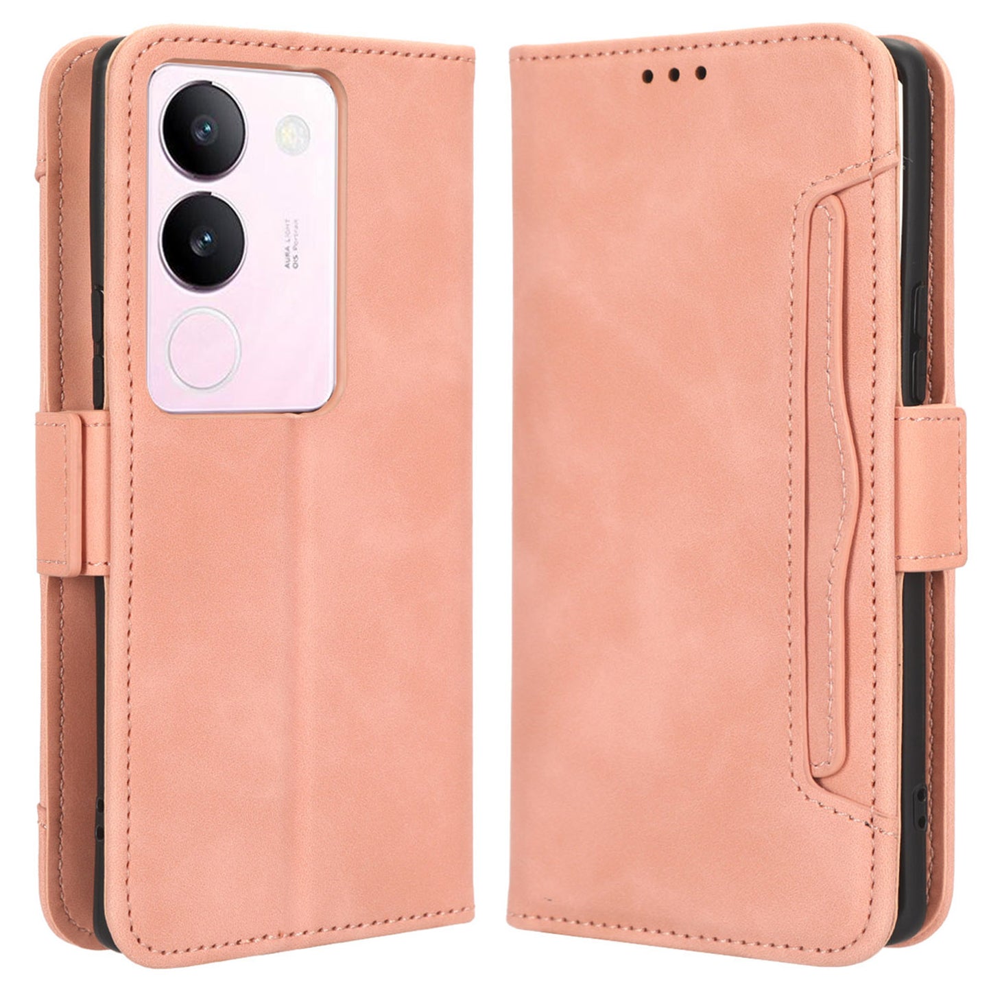 For vivo V29 5G / S17 5G / S17 Pro 5G / S17t 5G Multiple Card Slots PU Leather Phone Cover Foldable Stand Case Wallet Phone Shell