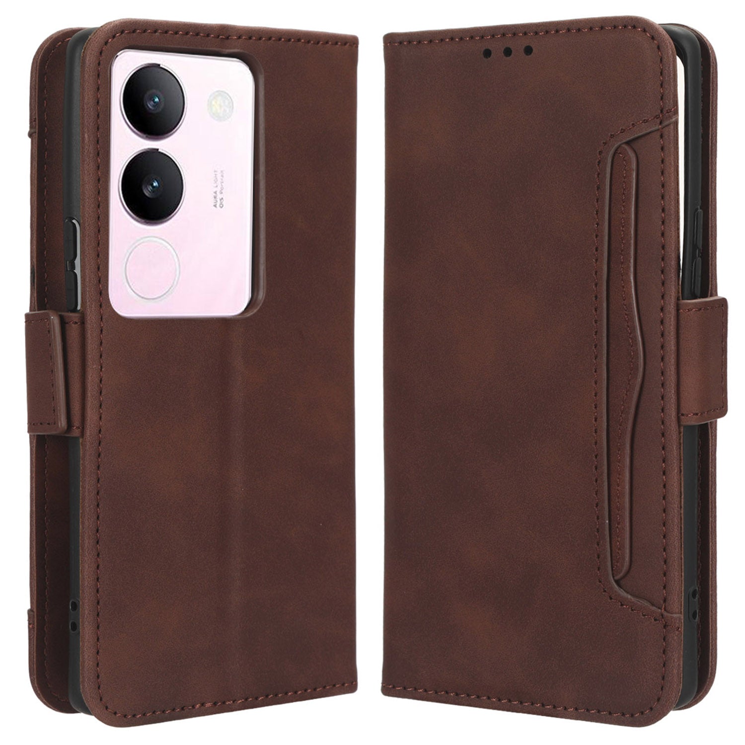 For vivo V29 5G / S17 5G / S17 Pro 5G / S17t 5G Multiple Card Slots PU Leather Phone Cover Foldable Stand Case Wallet Phone Shell