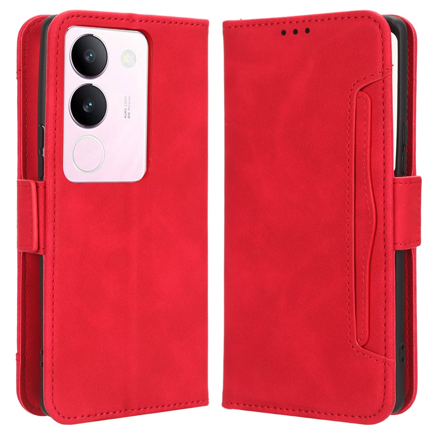 For vivo V29 5G / S17 5G / S17 Pro 5G / S17t 5G Multiple Card Slots PU Leather Phone Cover Foldable Stand Case Wallet Phone Shell