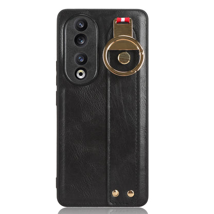 For Honor 90 Wristband Kickstand Phone Case PU Leather+PC+TPU Cover with Bottle Opener