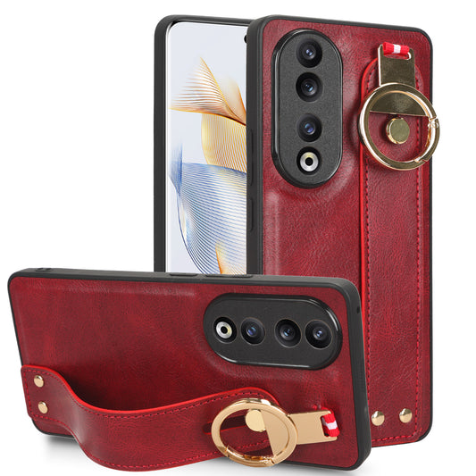 For Honor 90 Wristband Kickstand Phone Case PU Leather+PC+TPU Cover with Bottle Opener