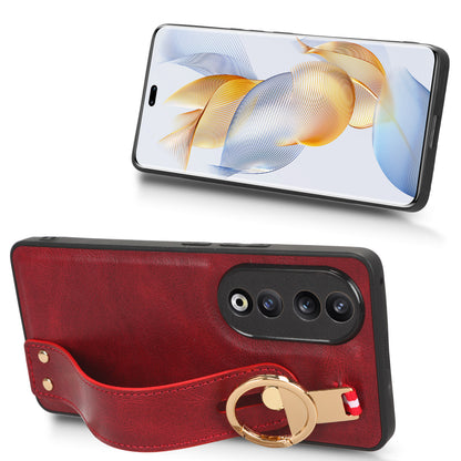 For Honor 90 Wristband Kickstand Phone Case PU Leather+PC+TPU Cover with Bottle Opener