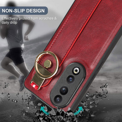 For Honor 90 Wristband Kickstand Phone Case PU Leather+PC+TPU Cover with Bottle Opener