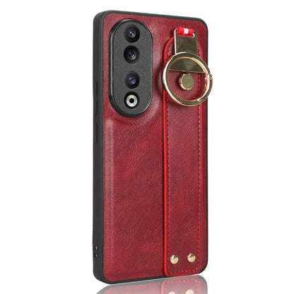 For Honor 90 Wristband Kickstand Phone Case PU Leather+PC+TPU Cover with Bottle Opener