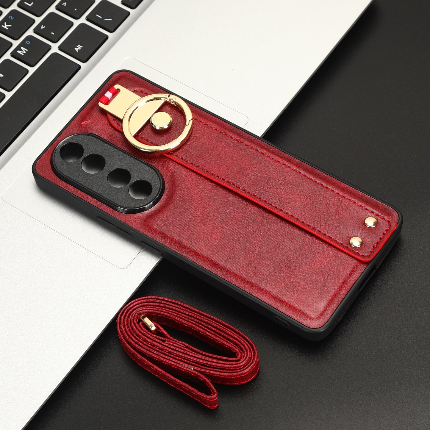 For Honor 90 Wristband Kickstand Phone Case PU Leather+PC+TPU Cover with Bottle Opener