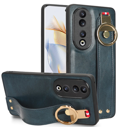 For Honor 90 Wristband Kickstand Phone Case PU Leather+PC+TPU Cover with Bottle Opener