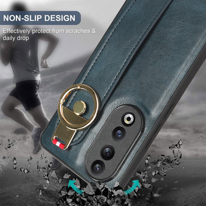 For Honor 90 Wristband Kickstand Phone Case PU Leather+PC+TPU Cover with Bottle Opener