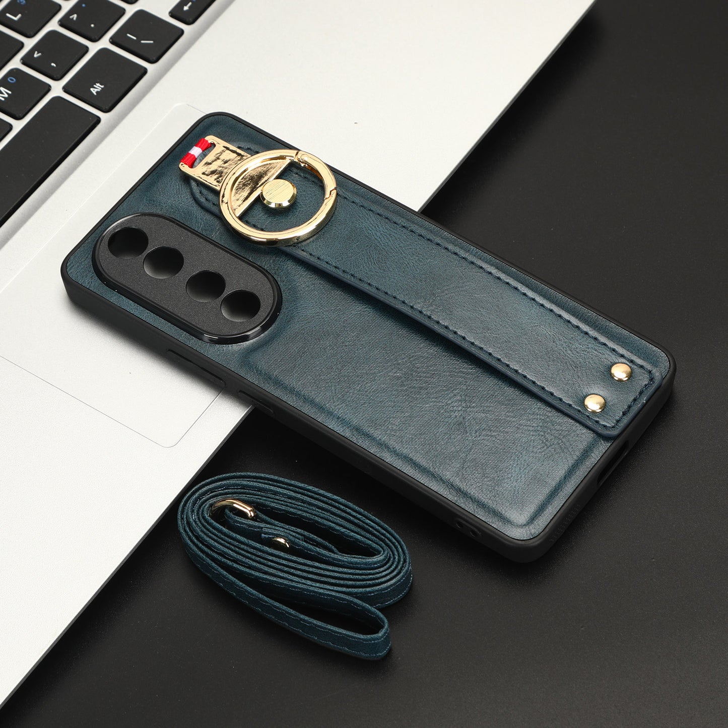 For Honor 90 Wristband Kickstand Phone Case PU Leather+PC+TPU Cover with Bottle Opener