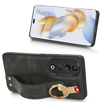 For Honor 90 Wristband Kickstand Phone Case PU Leather+PC+TPU Cover with Bottle Opener