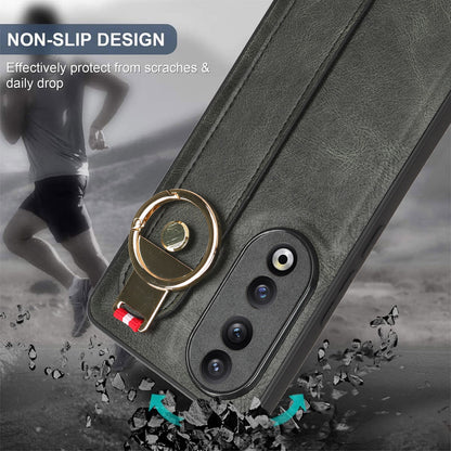 For Honor 90 Wristband Kickstand Phone Case PU Leather+PC+TPU Cover with Bottle Opener