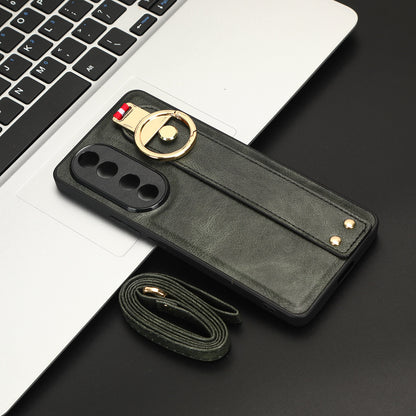 For Honor 90 Wristband Kickstand Phone Case PU Leather+PC+TPU Cover with Bottle Opener