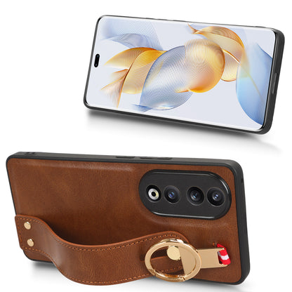 For Honor 90 Wristband Kickstand Phone Case PU Leather+PC+TPU Cover with Bottle Opener
