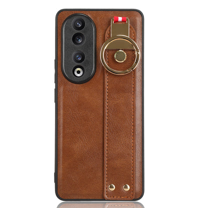 For Honor 90 Wristband Kickstand Phone Case PU Leather+PC+TPU Cover with Bottle Opener