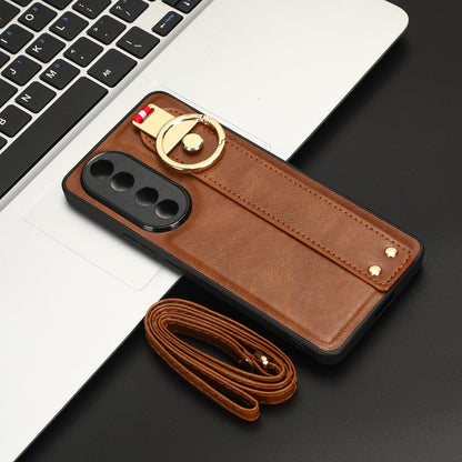 For Honor 90 Wristband Kickstand Phone Case PU Leather+PC+TPU Cover with Bottle Opener