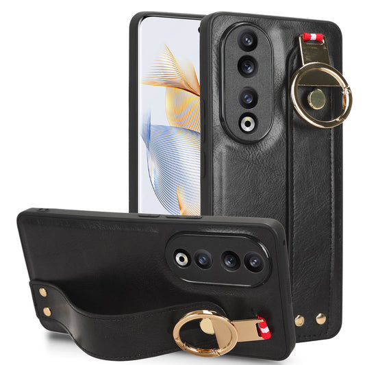 For Honor 90 Pro Wristband Kickstand Protective Case Bottle Opener Design PU Leather+PC+TPU Phone Cover