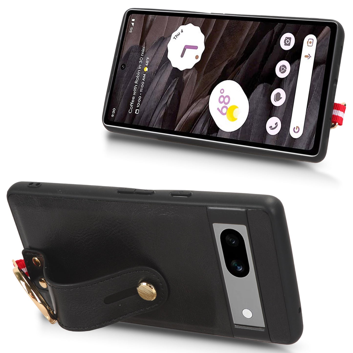 For Google Pixel 7a PU Leather+PC+TPU Phone Case Bottle Opener Wristband Kickstand Cover