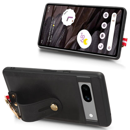 For Google Pixel 7a PU Leather+PC+TPU Phone Case Bottle Opener Wristband Kickstand Cover