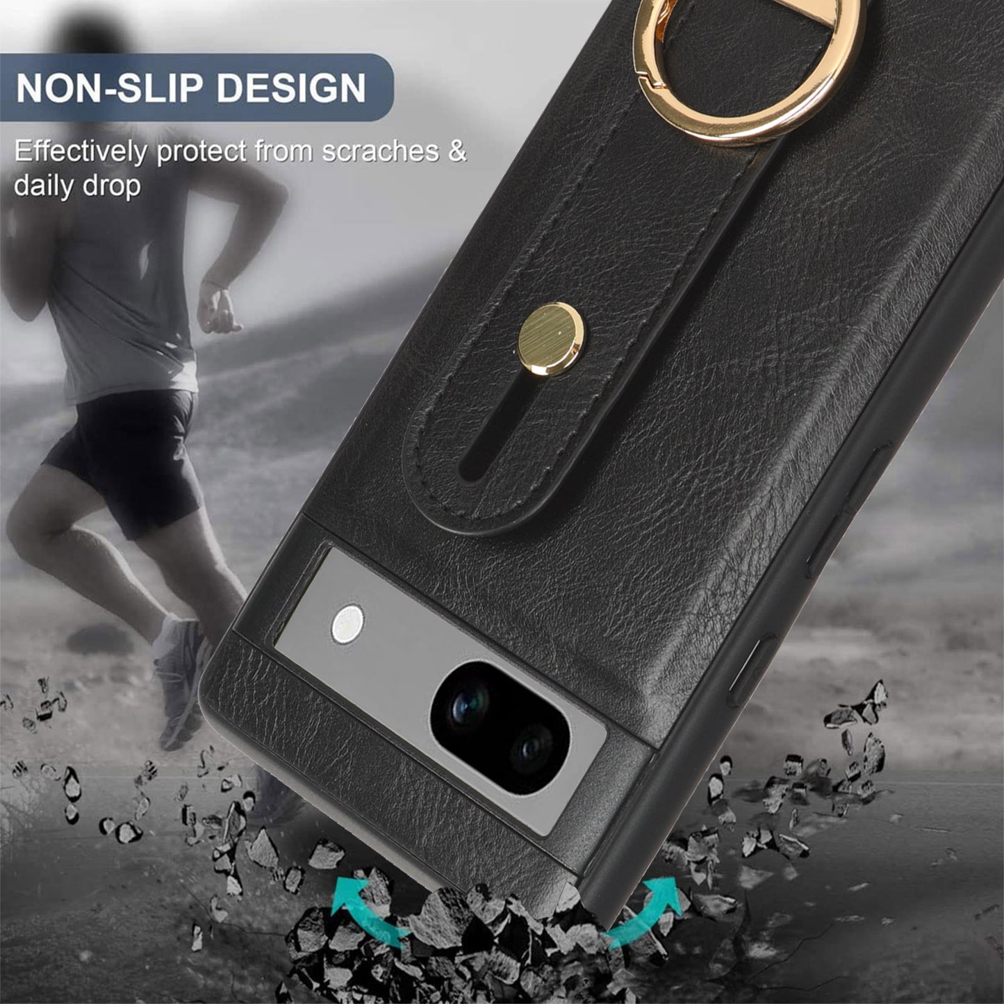 For Google Pixel 7a PU Leather+PC+TPU Phone Case Bottle Opener Wristband Kickstand Cover