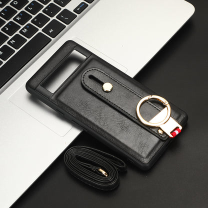 For Google Pixel 7a PU Leather+PC+TPU Phone Case Bottle Opener Wristband Kickstand Cover